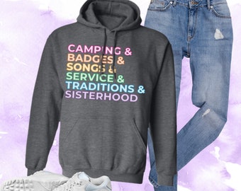 VALUE HOODIE Adult Girl Scouts Hoodie Girls Camp Girl Scout Camping Shirt Sweatshirt Hoodie Plus Size