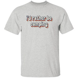 YOUTH I'd Rather Be Camping T-Shirt for Girl Scouts and Girls Camp Ash