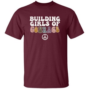 YOUTH Building Girls of Courage - Girl Scouts T-shirt for Daisies, Brownies, and Juniors Maroon