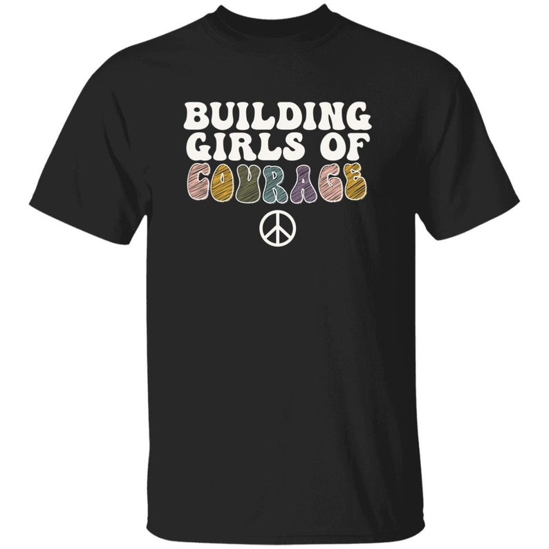 YOUTH Building Girls of Courage - Girl Scouts T-shirt for Daisies, Brownies, and Juniors Black