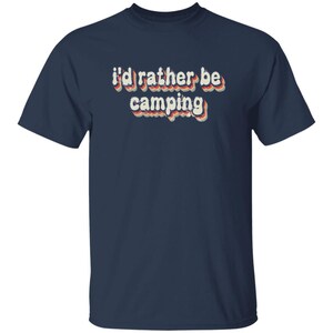 YOUTH I'd Rather Be Camping T-Shirt for Girl Scouts and Girls Camp Navy