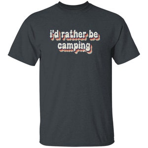YOUTH I'd Rather Be Camping T-Shirt for Girl Scouts and Girls Camp Dark Heather