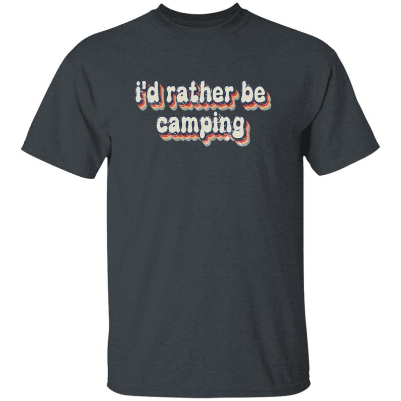 YOUTH I'd Rather Be Camping T-Shirt for Girl Scouts and Girls Camp Dark Heather