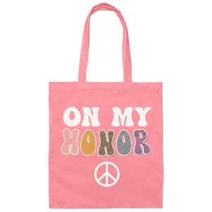 On My Honor Girl Scout Tote Bag for Troop Leaders and Cadettes Seniors Ambassadors Pink