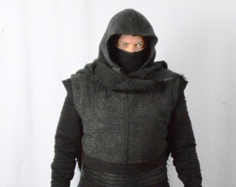 Cosplay costume.Warrior costume with woolen cloak and hood.Halloween costume.