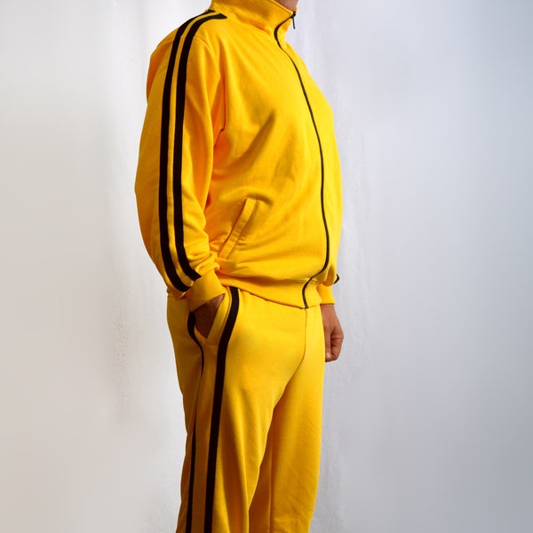 Yellow tracksuit with black stripes, black tracksuit with white stripes. Made of high quality fabric. 90s style tracksuit. Jogger Tracksuit