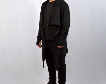 long hooded cardigan men