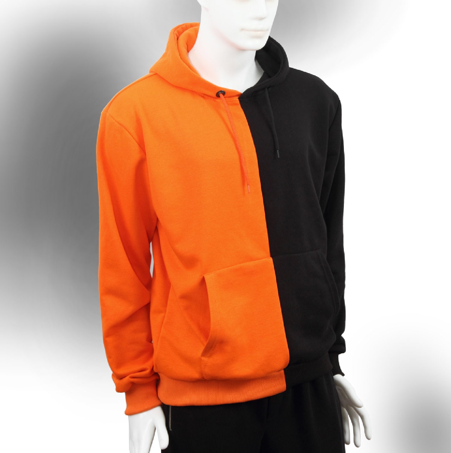Orange and black split hoodie online