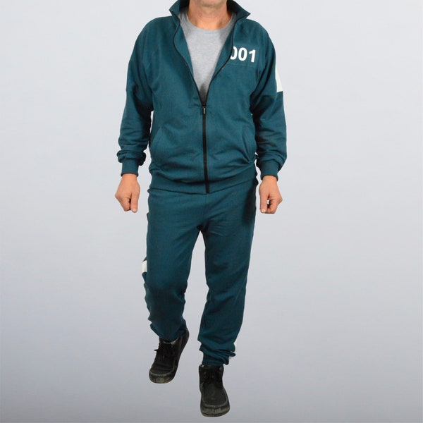 Green tracksuit with individual number. Squid Game Tracksuit.