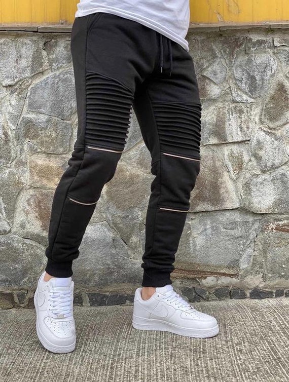 Sweatpants With Ribbed and Zipper on the Knee 