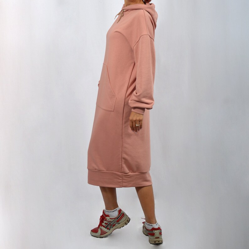 Hoodie Maxi Sweatshirt Dress with Pockets