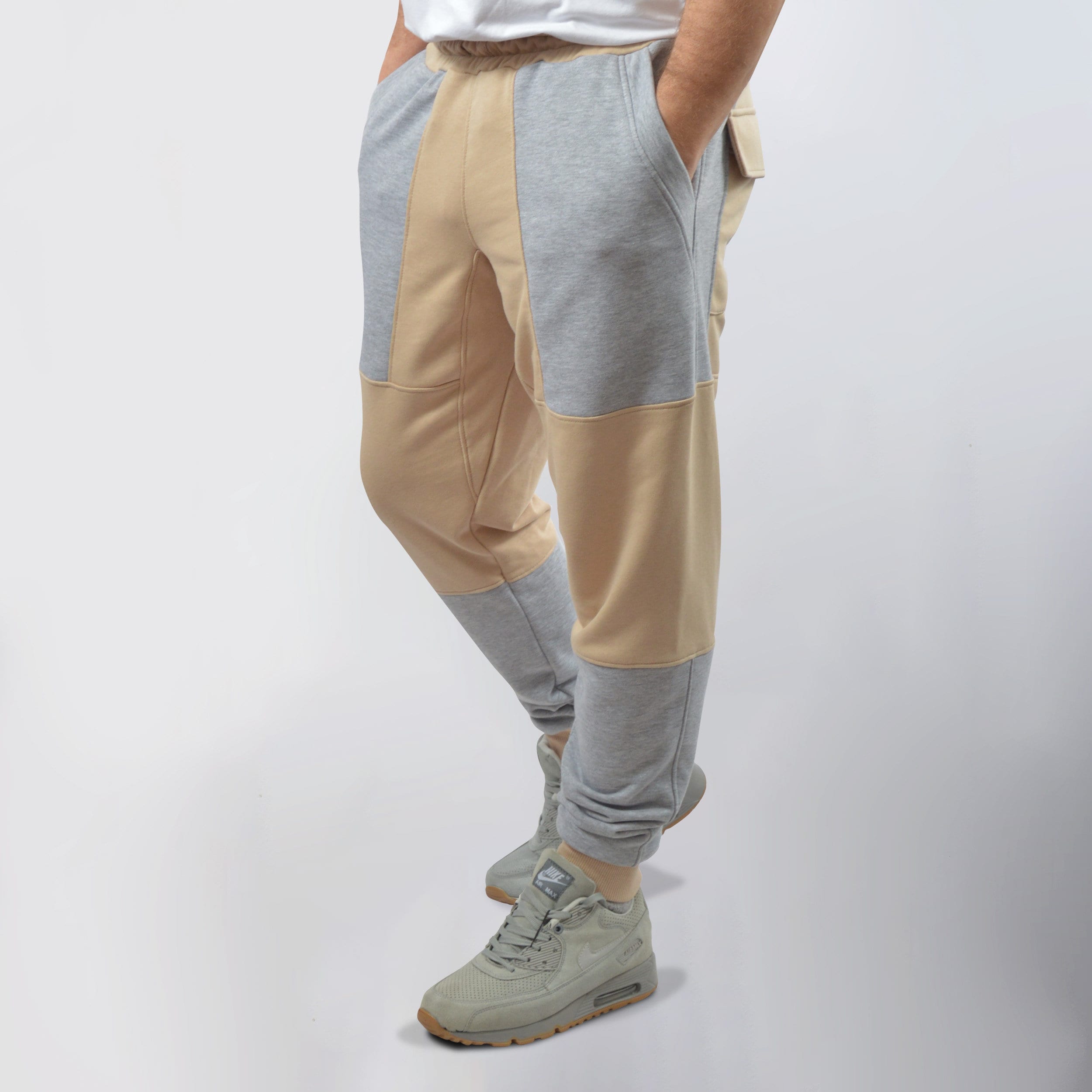Grey patchwork sweatpants hotsell