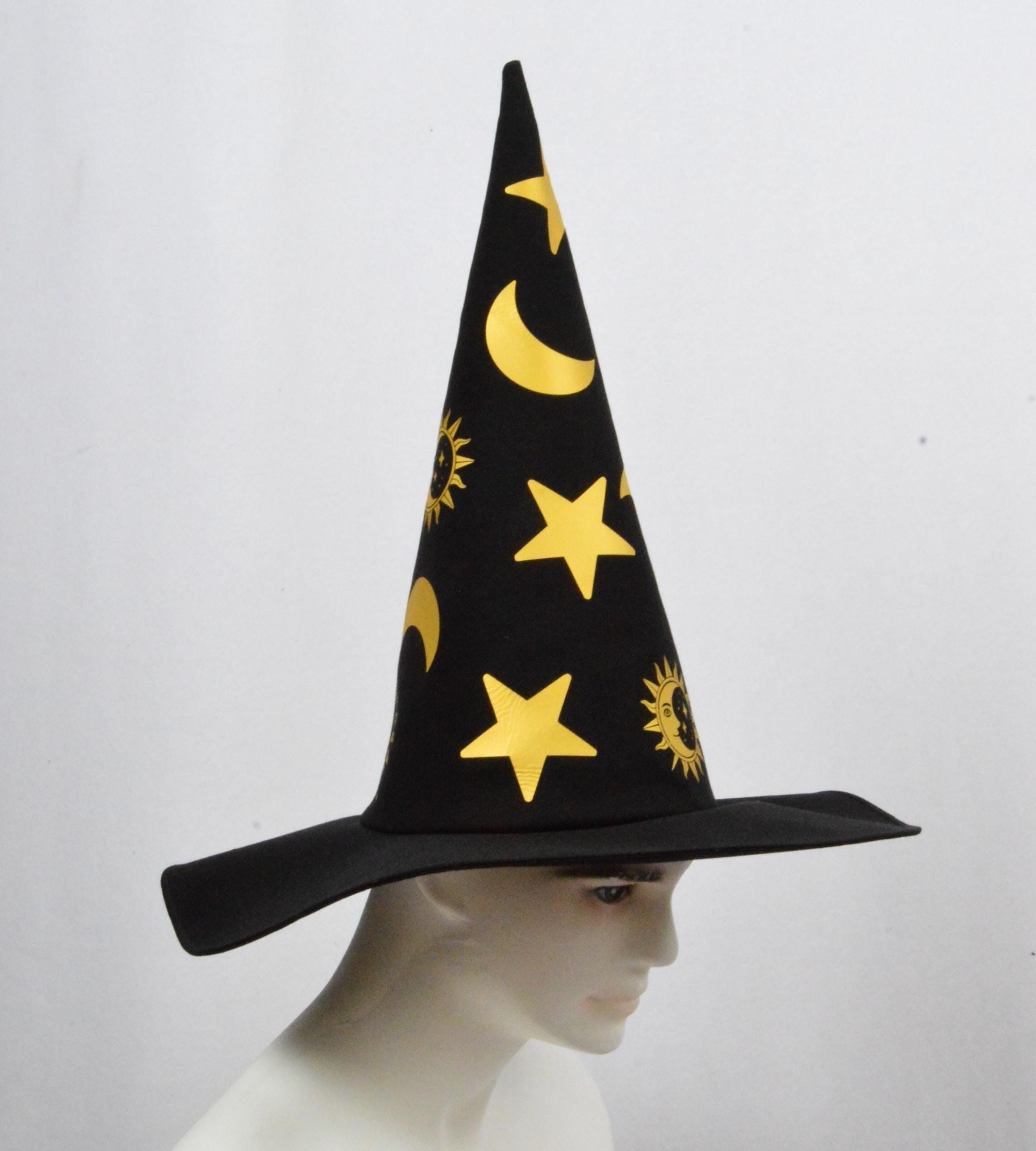 Witch Hat, Black, Grey, Blue Wizard Hat, Cosplay Wide Brim