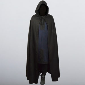 Medieval Viking Cloak for LARP Costume Cosplay. Black and burgundy Ranger Cloak.