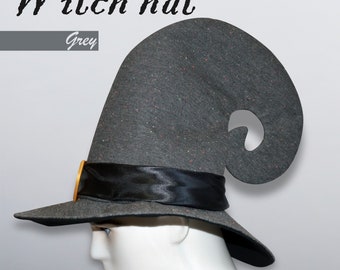 Witch hat, Gray wizard hat. Cosplay hat.