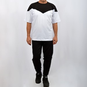 Half and Half Gothic T-shirts, White and Black Shirts in Patchwork ...