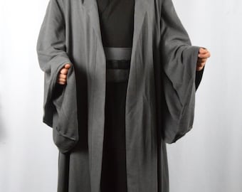 Gray warrior suit. Jedi costume. Cosplay costume. Halloween costume.