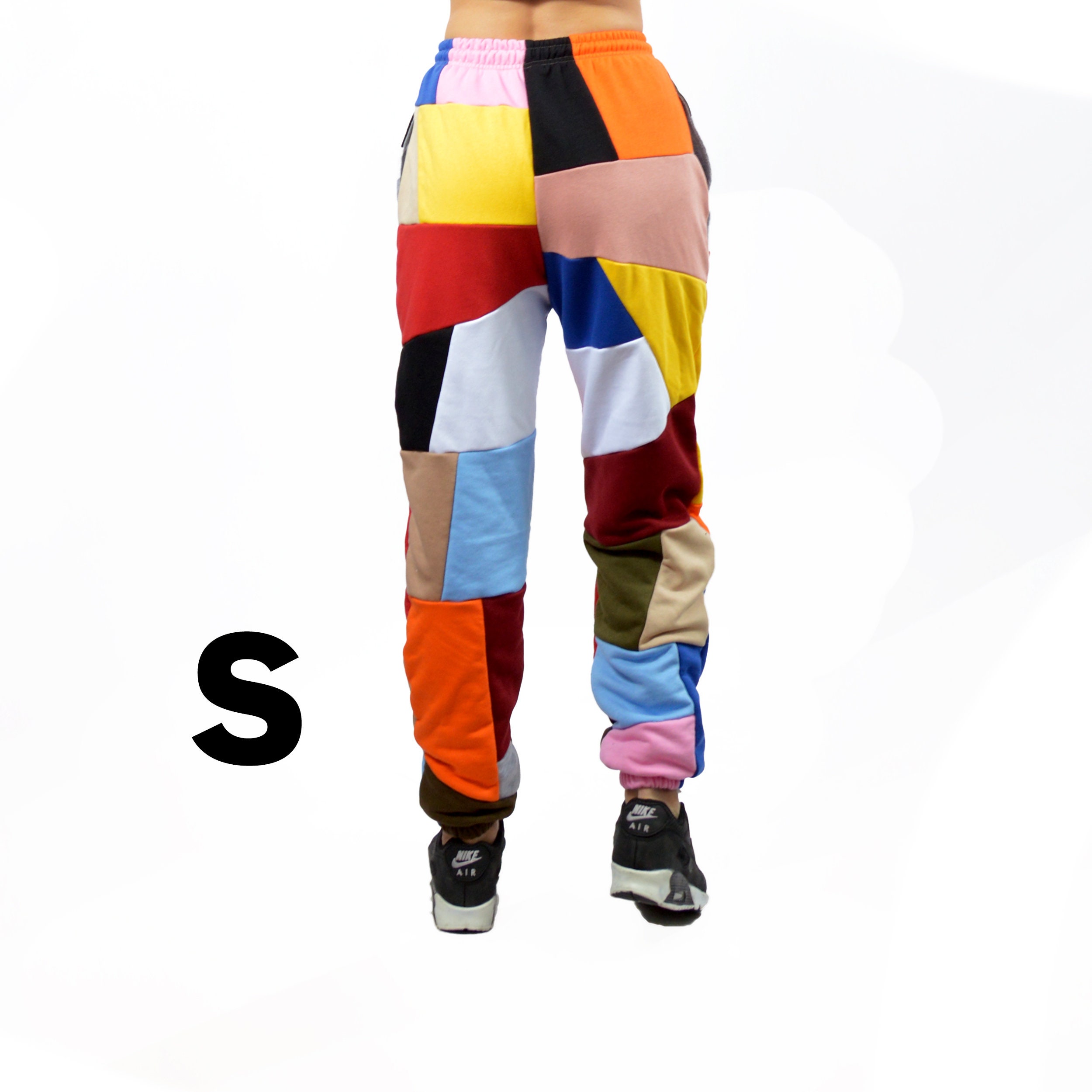 Unique Colorful Patchwork Sweatpants, High Quality Fabric