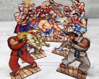 Street Fighter Inspired Wooden Sprites | Retro Gaming Art