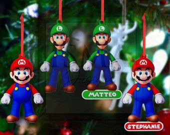 Wooden Mario Bros Inspired Custom Christmas Ornament | Gaming Holiday Decor