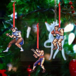 Wooden Street Fighter Inspired Christmas Ornaments | Gaming Holiday Decor image 5