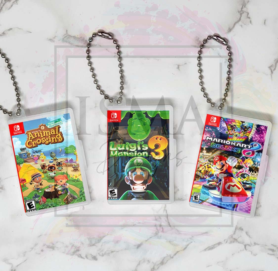 Miniature Switch Game Storage Case Keychains 