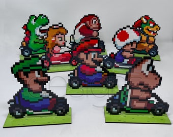 Super Mario Kart Inspired Wooden Sprites | Retro Gaming Art Collection