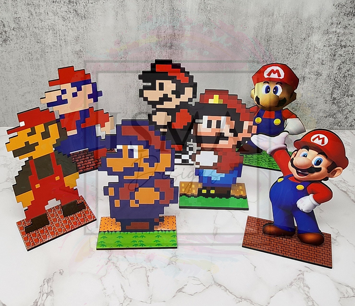 Super Mario Bros Stars 4 pc glow in the dark pixel art bead sprites Kandi