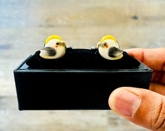 Handmade Bird Cufflinks: Kookaburra, Magpie, Cockatiel