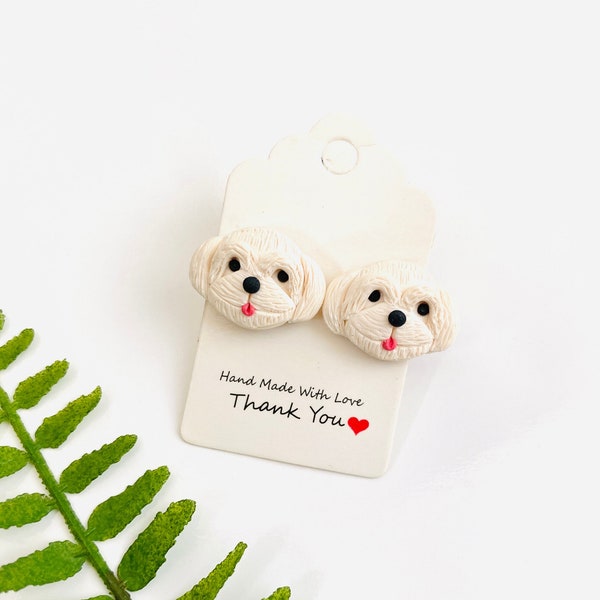 Handmade Maltese Earrings, Maltese Gifts, Handmade Jewelry, Dog Gifts, Dog Earrings, Dog Mom Gift, Maltese Jewelry, Christmas gifts