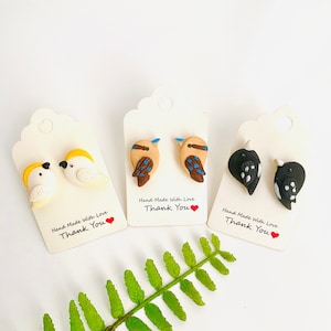 Bird Stud Earrings, Bird Lovers Gifts, Magpie Earrings, Cockatoo Earring, Kookaburra Earrings, Australian Native Bird, Bird Lover Gift Ideas