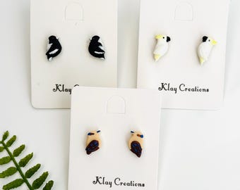 Handgemachte Polymer Clay Vogel Ohrringe, Elster Kookaburra Kakadu, Australische Wildtier Souvenir