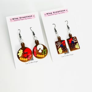 Charcuterie Board Earrings, Cheese Board Earrings, Cheese Lover Gift for Foodie, Miniature Food Jewellery, Charcuterie Board Gifts
