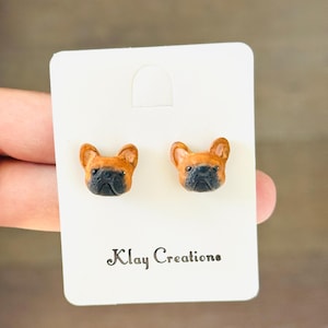 Handmade Polymer Clay French Bulldog Earrings: Dog Lover Gift