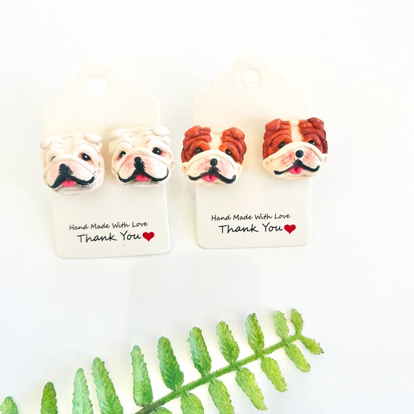 Handmade English Bulldog Earrings, Bulldog Gifts, Handmade Jewelry, Dog Gifts, Dog Earrings, Dog Mom Gift, British Bulldog Earrings