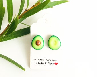 Handmade  Avocado Stud Earrings, Avocado Jewelry, Handmade Jewelry, Foodie Earrings, Food Stud Earrings, Avocado Gift, Food Gifts