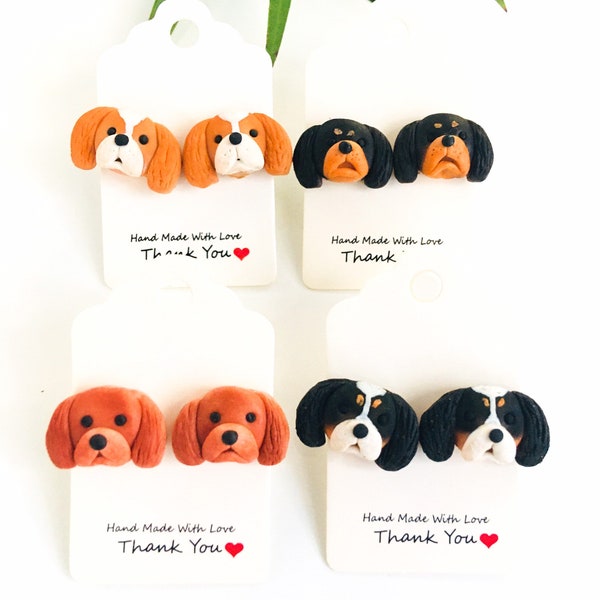 Boucles d'oreilles faites main King Charles Cavalier, Boucles d'oreilles King Charles, Chien cavalier, Cadeaux de Noël pour femme, Cadeau pour amoureux des chiens, Cadeau personnalisé