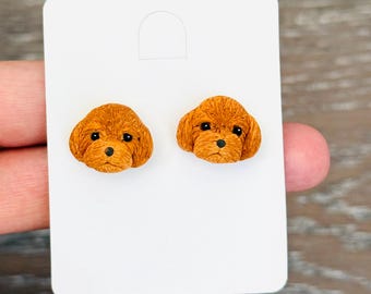 Handmade Polymer Clay Cavoodle Earrings: Puppy Lover Gift