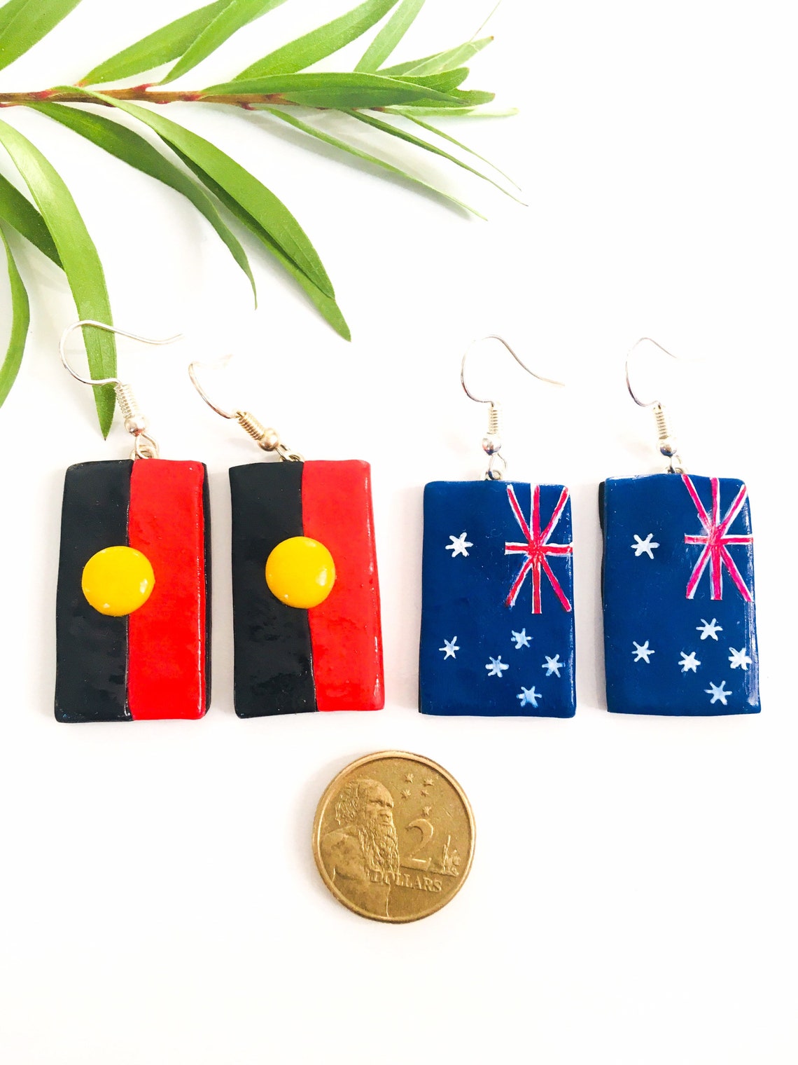 Handmade Australia Flag Stud Earrings Aboriginal Flag Etsy