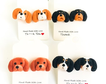 Handmade Cavalier King Charles Earrings – Polymer Clay Spaniel Dog Jewelry, Gift for Dog Lover