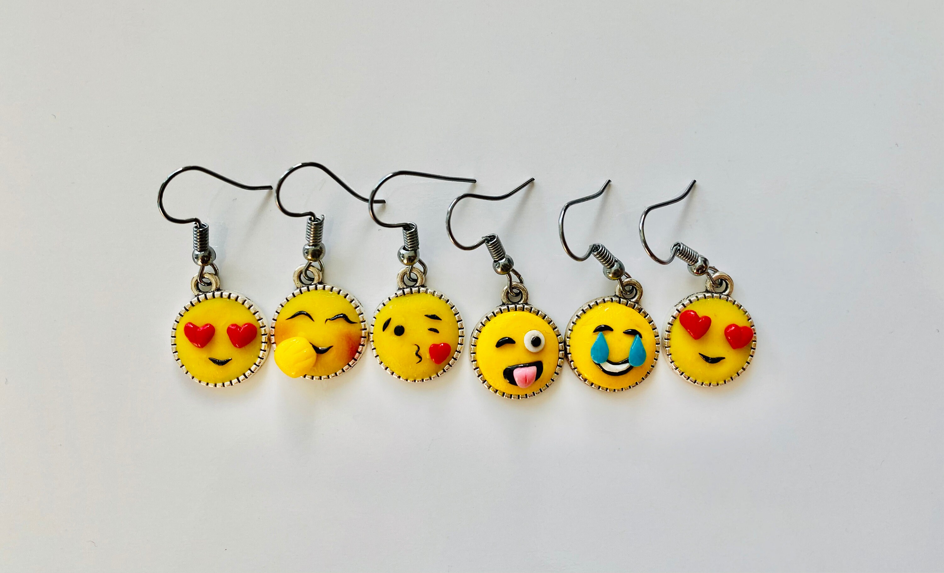 Emoji earrings studs earrings fimo cute laughing emoji charm Etsy