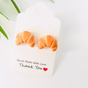 Handmade Croissant Stud Earrings, Foodie Earrings, Pastry Jewelry, Cute Gift Food Lovers, breakfast earrings, Handmade Jewelry, Food Gifts