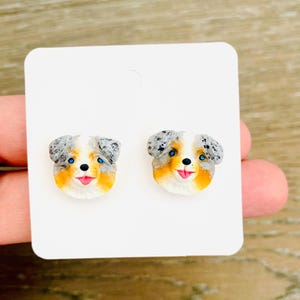 Australian Shepherd Earrings, Polymer Clay Australian Shepherd Dog Mom, Shepherd Mom, Australian Shepherd Charm, Gift for Dog Parent
