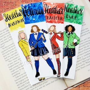 Heathers Inspired Handmade Watercolor Broadway/West End Bookmarks, Chandler, McNamara, Duke, Veronica