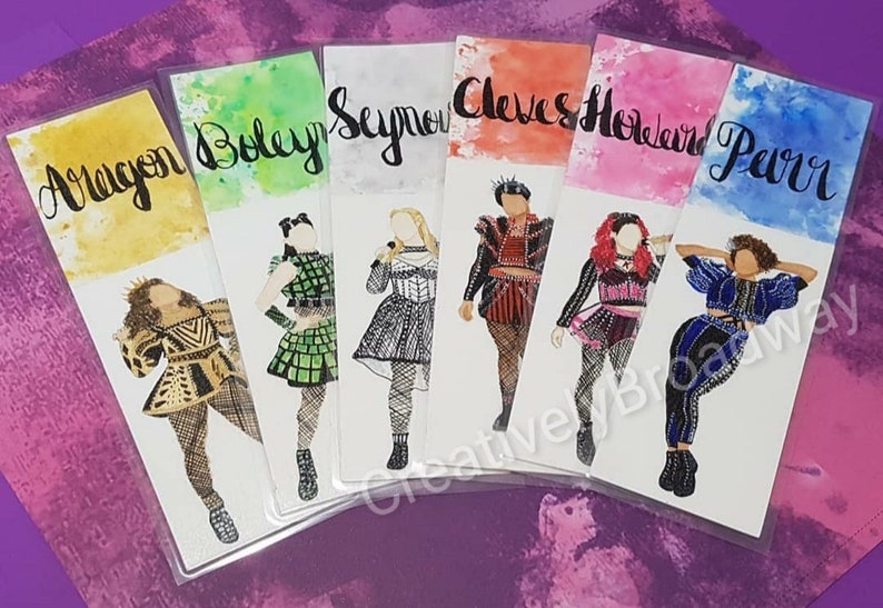 Six: The Musical Inspired Handmade Watercolor Broadway Bookmarks image 1