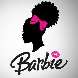 Curly Afro svg,barbie svg,Black Doll  Digital Download, Cricut Cut files, PNG, Barb logo, Barbi, Silhouette Black Princess Doll Digital