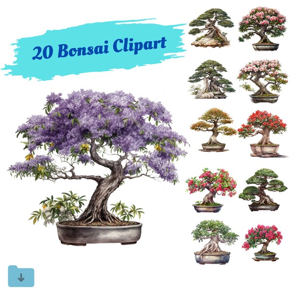 Bonsai Tree Clipart,Bonsai Png,Japanese clipart,Bonsai Trees,Garden Plants,Watercolor Bonsai,Bonsai Bundle PngPng,Botanical Art Png