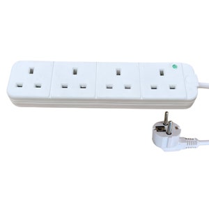 UK To France, Poland, Spain, Germany, Italy. Europe, Euro EU 4 Way Travel Adaptor Plug Extension Lead Adapter