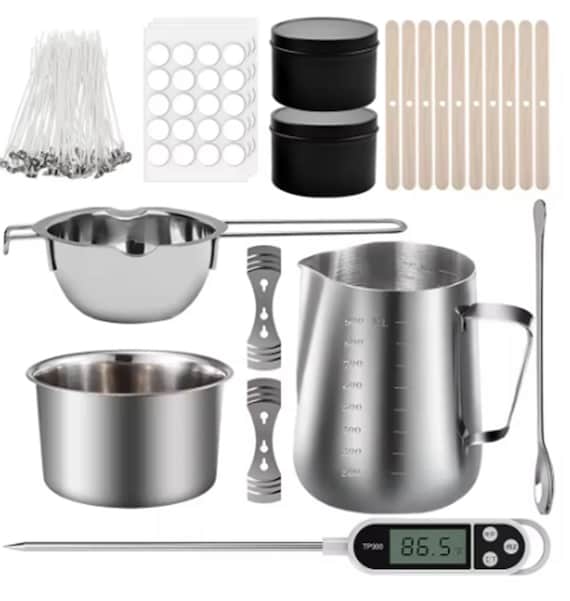 Candle Making Kit Stainless Steel Wax Melting Candle Maker Pot Tools