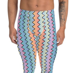 Mens Leggings Rainbowcore, Harajuku Pastel Goth Meggings, Yume Kawaii Athleisurewear, Japanese Aesthetic Fairy Kei Compression Pants